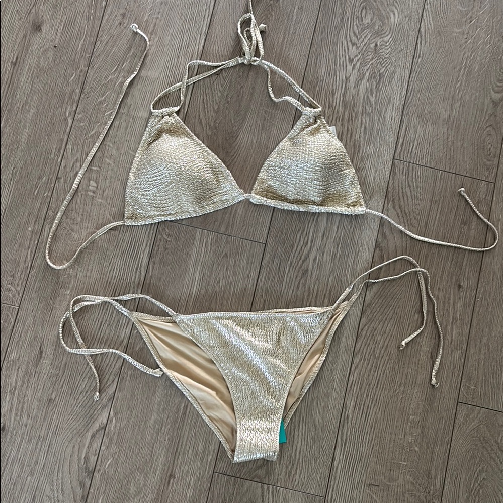H&M Metallic Bikini Bottom NEW